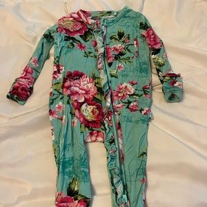 Posh Peanut Teal Floral Pajamas 0-3m